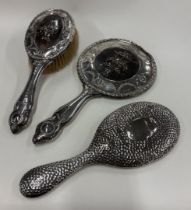 An embossed silver-mounted part vanity set etc.