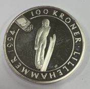 An Olympic silver coin.