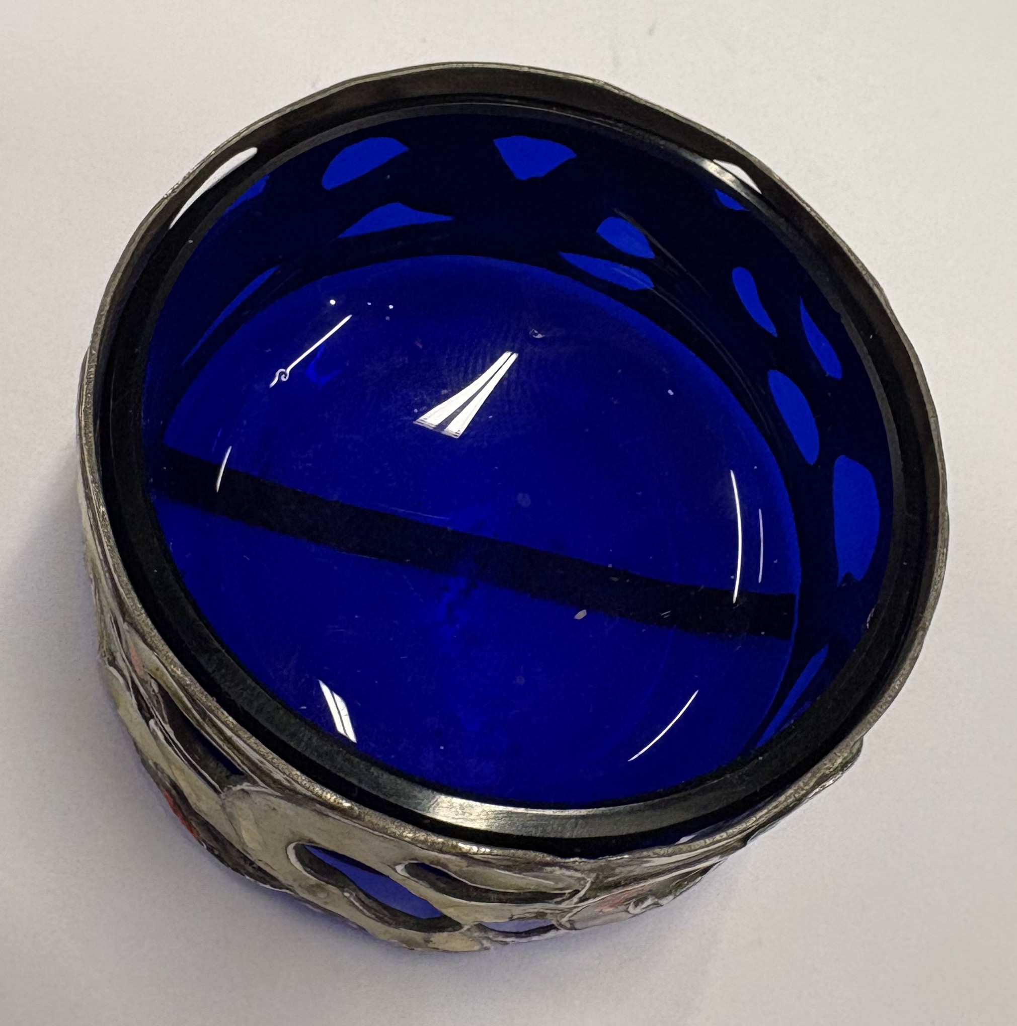 A pierced silver and enamelled salt. - Image 2 of 2