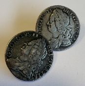 A pair of early silver coins mounted as buttons.