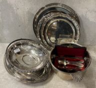 A selection of silver-plated wares.