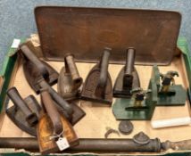 An Art Nouveau copper tray etc.