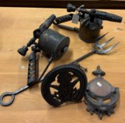 Two Antique 'Bladon' brass blow lamps etc.
