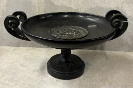 A late 19th Century bronze and stone tazza.