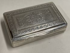 A George III bright cut silver snuff box with gilt interior. Birmingham 1825. By Clark and Smith.