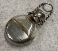 A rare novelty Victorian silver  and glass combination scent bottle / viniagrette. London 1868. By