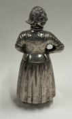 A novelty Dutch silver pepper pot. Marked to base. Appr