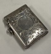 A silver engraved vesta case. Birmingham 1898. By RB. Approx. 30 grams. Est. £80 - £120.