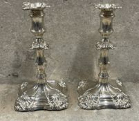 A pair of Edwardian silver taper sticks. Shefifeld 1909. Approx. 242 grams gross weight. Est. £250 -