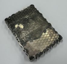A rare novelty silver castle top card case depicting Trinity College of New York City. Birmingham