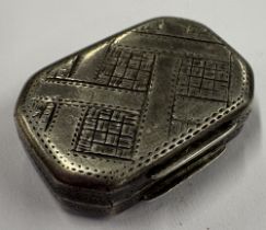 A George III silver vinaigrette with bright-cut decoration. Birmingham 1801. By John Lawrence &