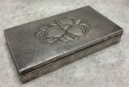 A Japanese Meiji Pure 999 silver cigar box embossed with fruit decoration to cover. Approx. 265