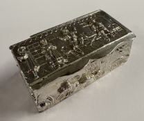 A small rectangular silver box chased with tavern scene. Birmingham. Approx. 35 grams. Est. £40 - £
