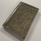 A large and oversized 19th Century Chinese export filigree silver card holder. Approx. 117 grams.