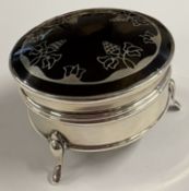 An attractive plain silver and tortoiseshell jewellery box with hinged cover. Birmingham. By L&S.