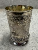An 18th Century Russian Judaica silver beaker on foot, dated 1746 to base. Approx. 74 grams. Est. £
