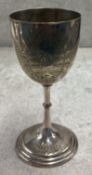 A Victorian silver-plated goblet. Est. £10 - £20.