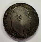 A 1902 Victorian silver Crown coin. Approx. 28 grams. Est. £60 - £80.