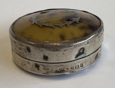 A silver and tortoiseshell pill box with lift-off cover. By HP&S. Approx. 30 grams of gross