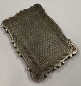 A 19th Century American silver card case with engraved decoration, inscribed 'H Evan's Christmas