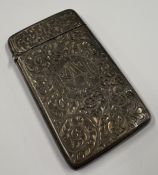 An engraved silver card case. Birmingham 1897. Approx. 45 grams. Est. £100 - £150.