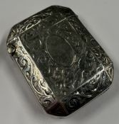 An engraved silver vesta case. Birmingham 1886. Approx. 31 grams. Est. £60 - £80.