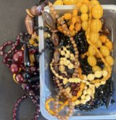 A collection of faceted bead necklaces etc.