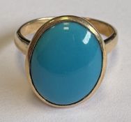 A single-stone turquoise ring set in gold.