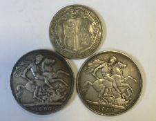Two silver Crown coins together with a half Crown