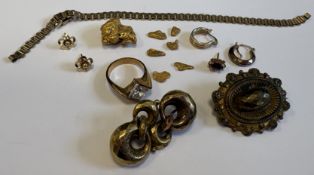 A collection of pinchbeck and other brooches etc.