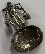 A silver caddy spoon. By Berthold Muller. Approx.