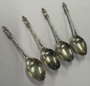 A set of four small silver coffee spoons. Birmingh