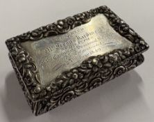 A novelty silver snuff box with cast border. Birmi