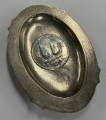 A small Chinese silver ashtray decorated with a bo