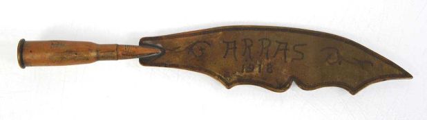 A First World War 'Arras 1918' trench art letter opener