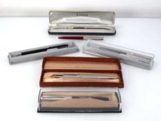 Six Parker fountain and ballpoint pens, five with cases (6)