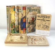 A collection of Rupert books and annuals including The Adventures of Rupert the Little Lost Bear,