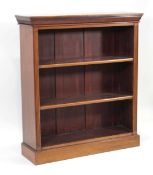 A late 19th century mahogany open bookcase with adjustable shelves on a plinth base, w. 92 x d. 29 x