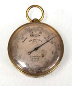 A compensated pocket barometer with silvered dial and brass finished case, by J. Hicks of London,