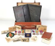 Two trios of Second World War medals including Defence, War and 1939-1945 Star, with boxes addressed