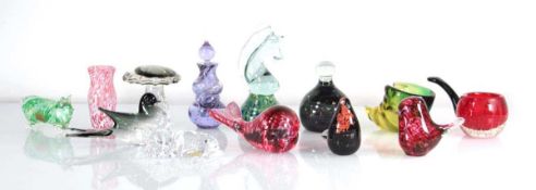A group of art glass sculptures modelled as birds by V. Nason & C. Murano, Avondale Glass, Laugharne