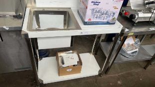 100cm stainless steel single bowl sink unit with drainer and shelf