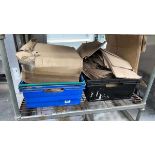 3 shelves of assorted take away packaging