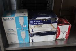 5x assorted boxes of wine glasses