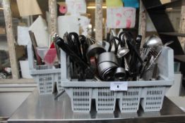 +VAT 2x grey cutlery washer racks containing various utensils