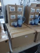 4x boxes containing 3 Strahl blue coloured pitchers and 6x boxes of 6 tumblers