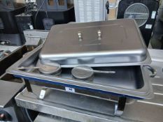 2x stainless steel chafing dishes with burners