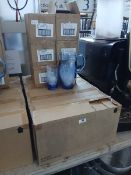 4x boxes containing 3 Strahl blue coloured pitchers and 6x boxes of 6 tumblers