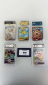 +VAT (5) Various Graded Pokémon Cards by RKT Grading, Aura Grading, GetGraded, OG Grading (various