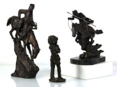 After Frederic Remington (American, 1861-1909), a brown-patinated sculpture modelled as a Native
